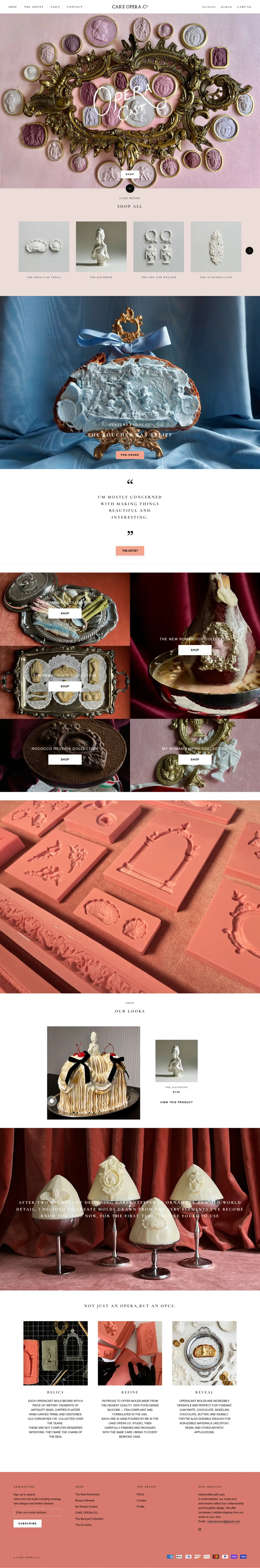 Full page design for the Cake Opera Co. website