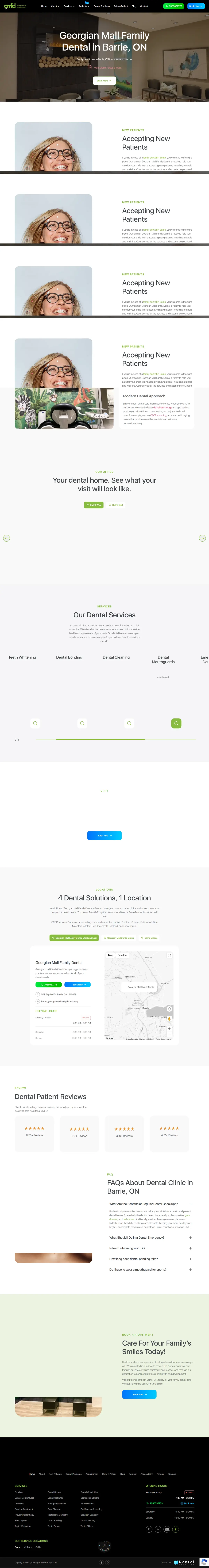 Full page design for the Georgian Mall Family Dental website
