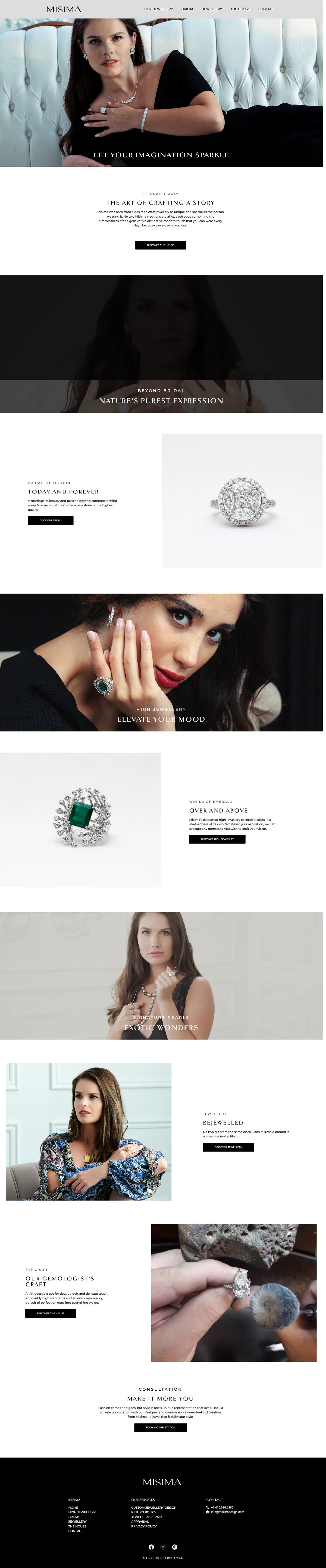 Full page design for the Misima website